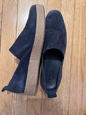 VINCE Saxon Espadrille Platform Sneaker Black Suede Platform 11